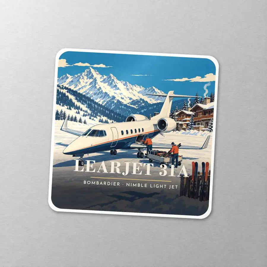 Bombardier Learjet 31A - 3D - Square Sticker - Close-up