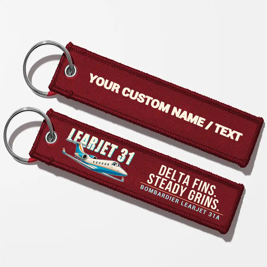 Bombardier Learjet 31A Aviator Key Chains - Dark Red - Cartoon - Personalized