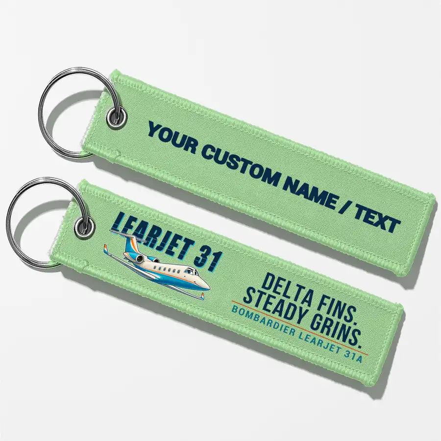 Bombardier Learjet 31A Aviator Key Chains - Light Green - Cartoon - Personalized