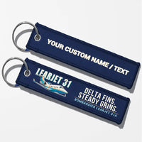 Thumbnail for Bombardier Learjet 31A Aviator Key Chains - Navy Blue - Cartoon - Personalized