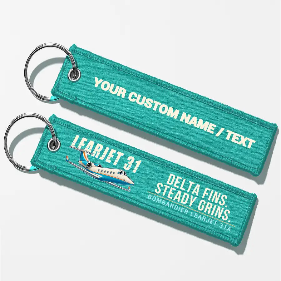 Bombardier Learjet 31A Aviator Key Chains - Turquoise - Cartoon - Personalized