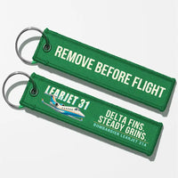 Thumbnail for Bombardier Learjet 31A Aviator Key Chains - Green - Cartoon - Remove Before Flight