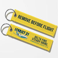 Thumbnail for Bombardier Learjet 31A Aviator Key Chains - Yellow - Cartoon - Remove Before Flight
