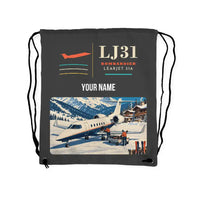 Thumbnail for Bombardier Learjet 31A - Drawstring Bag - Classic + Name - Gray