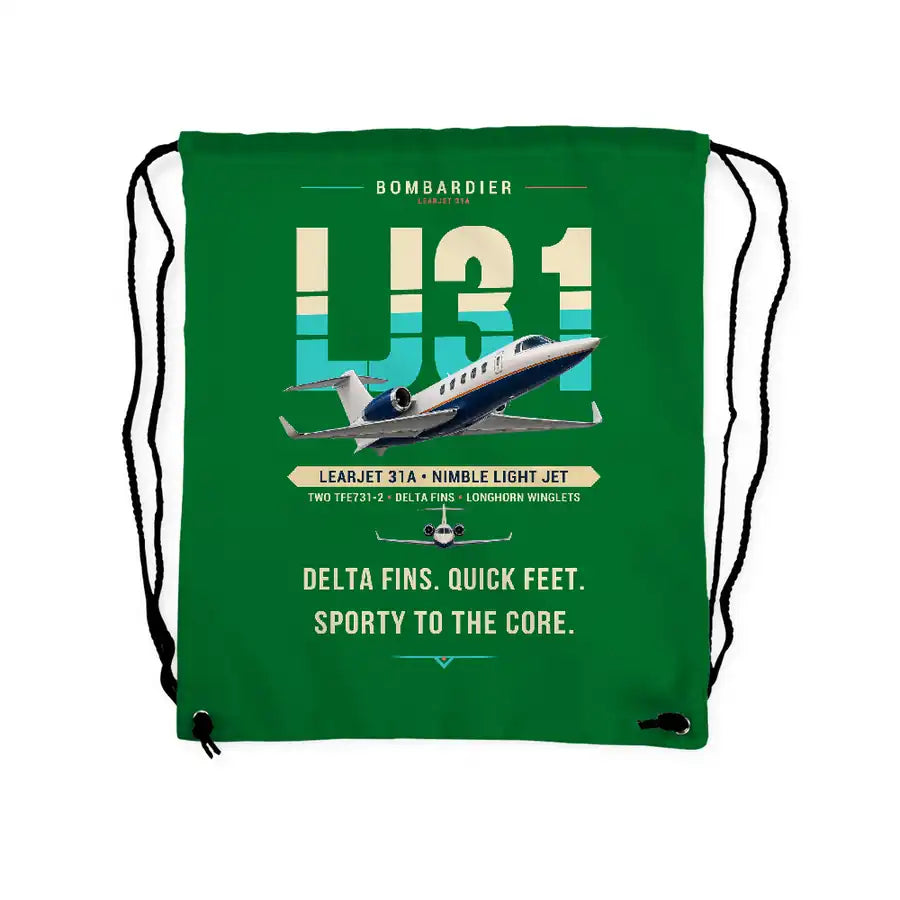 Bombardier Learjet 31A - Drawstring Bag - Original - Green