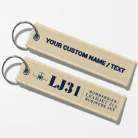 Thumbnail for Bombardier Learjet 31A Aviator Key Chains - Beige - Heritage - Personalized