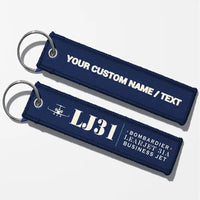 Thumbnail for Bombardier Learjet 31A Aviator Key Chains - Navy Blue - Heritage - Personalized
