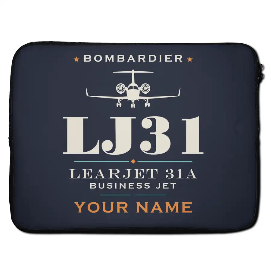 Bombardier Learjet 31A - Heritage + Name - Laptop Sleeve
