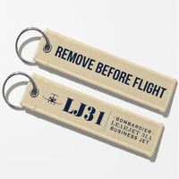 Thumbnail for Bombardier Learjet 31A Aviator Key Chains - Beige - Heritage - Remove Before Flight