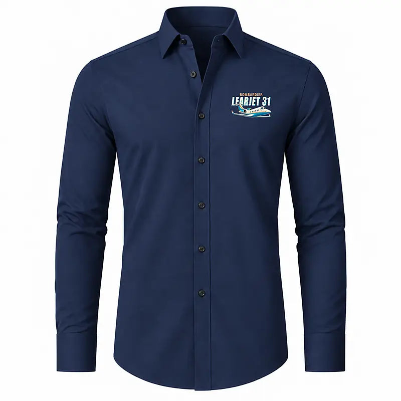 Bombardier Learjet 31A - Long Sleeve Shirt - Cartoon - Dark Blue