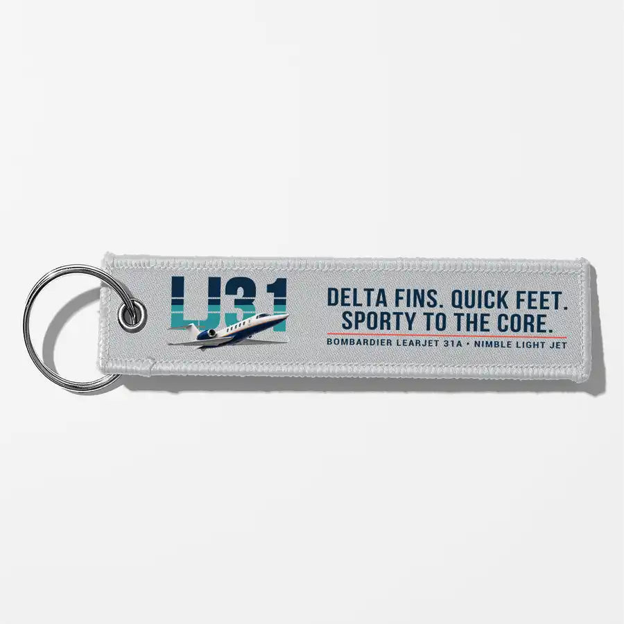 Bombardier Learjet 31A Aviator Key Chains - Light Gray - Original