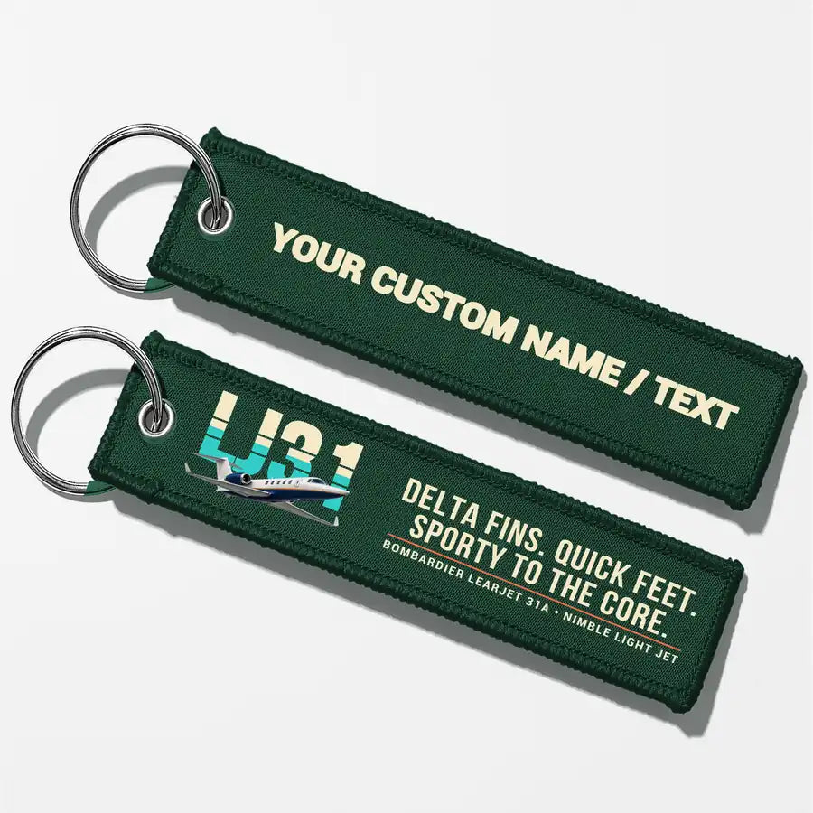 Bombardier Learjet 31A Aviator Key Chains - Dark Green - Original - Personalized