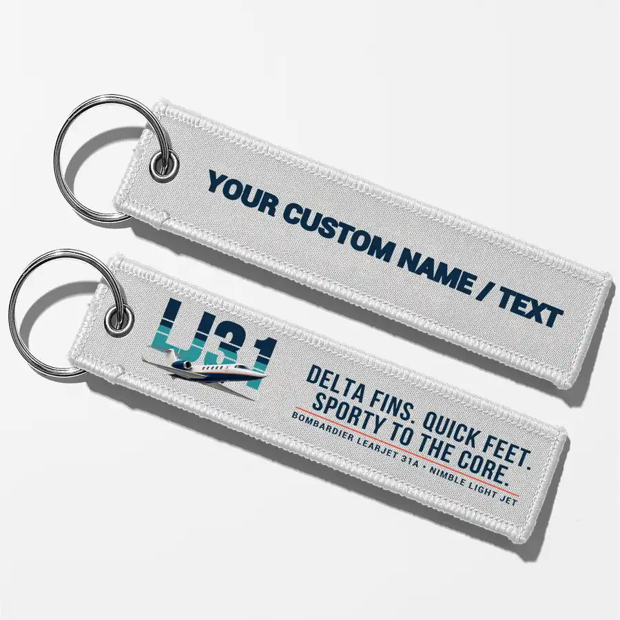 Bombardier Learjet 31A Aviator Key Chains - White - Original - Personalized