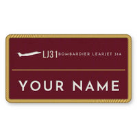 Thumbnail for Bombardier Learjet 31A Patches - Rectangle + Name - Burgundy Cream
