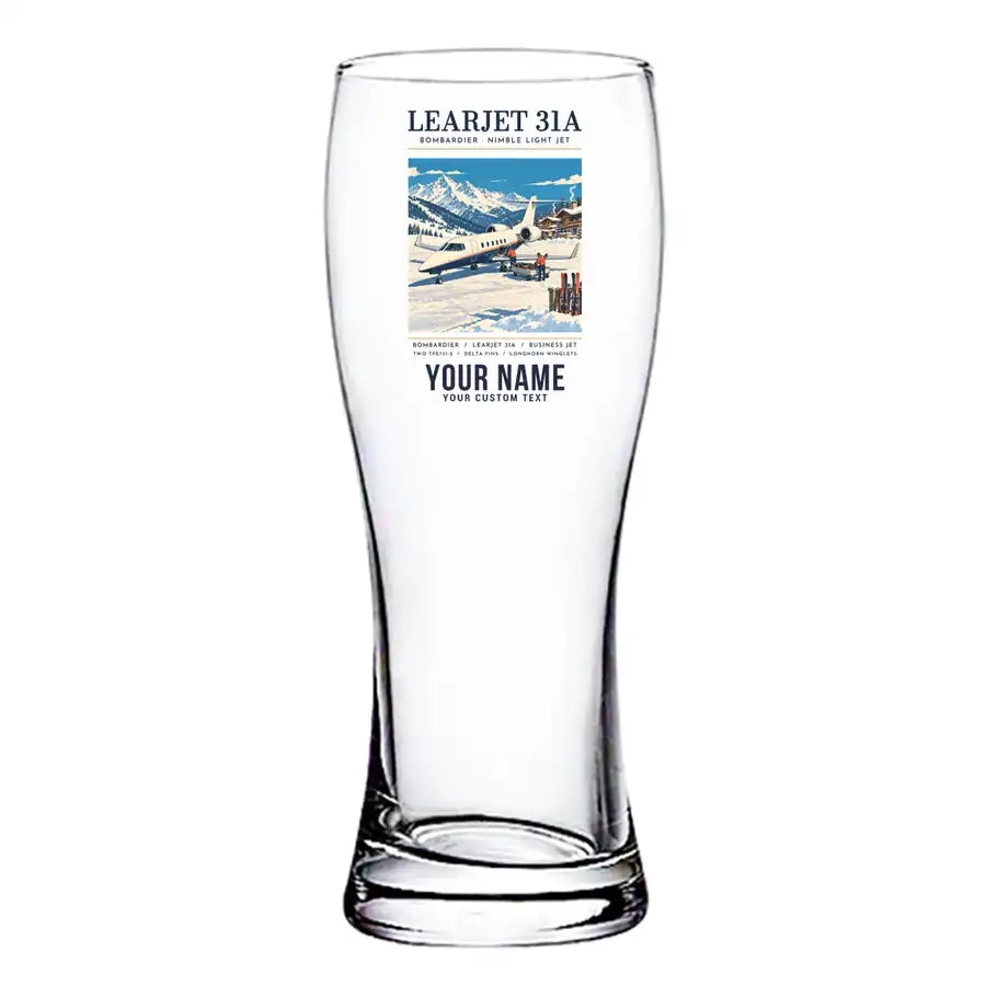 Bombardier Learjet 31A - Poster + Name - Pilsner Beer Glass