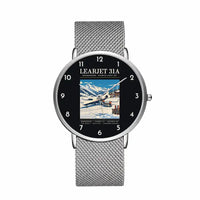 Thumbnail for Bombardier Learjet 31A - Poster - Slim Mesh - Silver and Silver Stainless Steel Strap