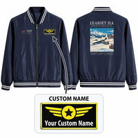 Thumbnail for Bombardier Learjet 31A Stylish Jackets - Baseball Collar - Poster + Name - Navy Blue