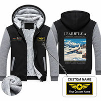 Thumbnail for Bombardier Learjet 31A Zipped Sweatshirts - Poster + Name - Black & Gray