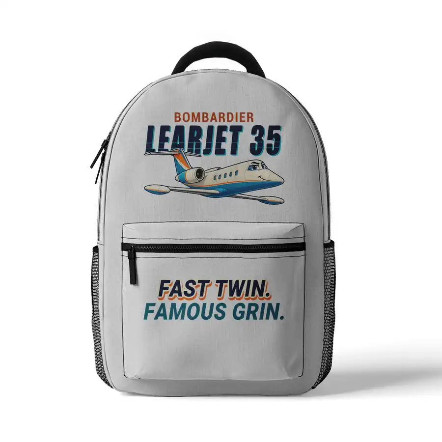Bombardier Learjet 35A - 3D Backpack - Cartoon - White