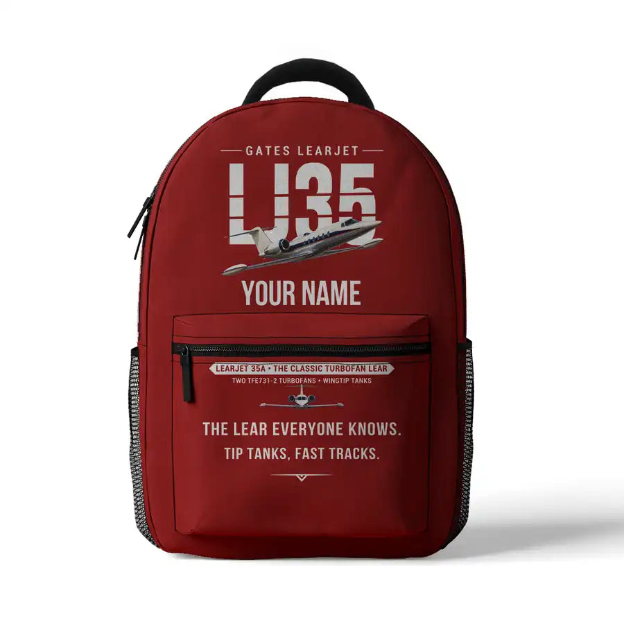 Bombardier Learjet 35A - 3D Backpack - Original + Name - Red