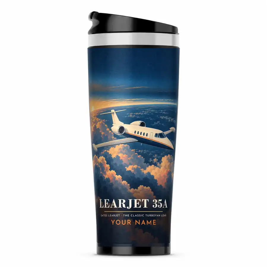 Bombardier Learjet 35A - 3D + Name - Stainless Steel (No Holder) - Full Print