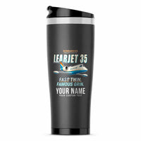 Thumbnail for Bombardier Learjet 35A - Cartoon + Name - Stainless Steel (No Holder) - Gray