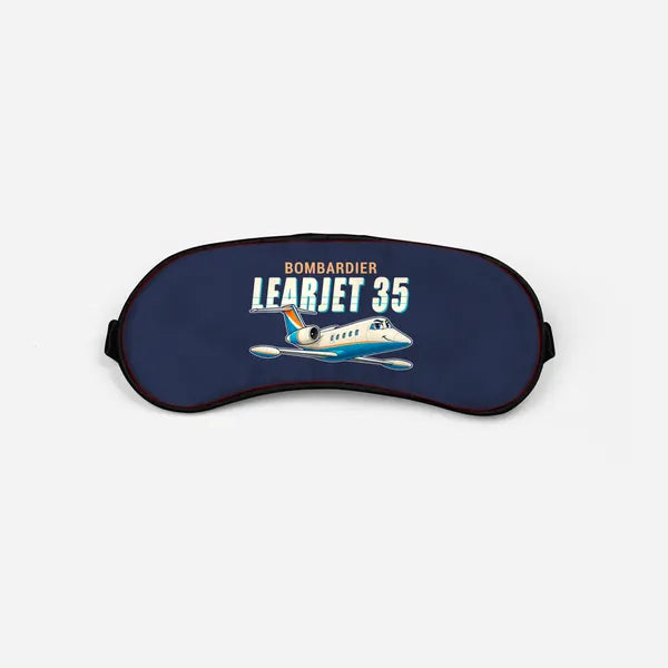 Bombardier Learjet 35A - Cartoon - Sleep Mask - Navy Blue