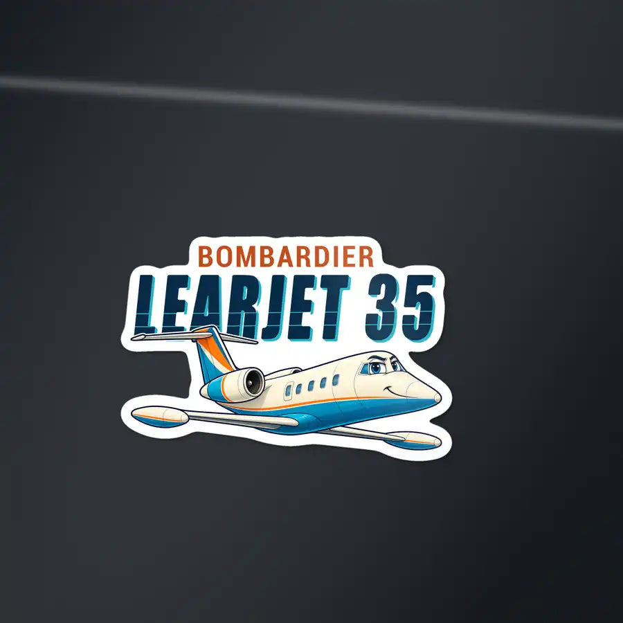 Bombardier Learjet 35A - Cartoon Die-Cut - Die-Cut - Dark Car