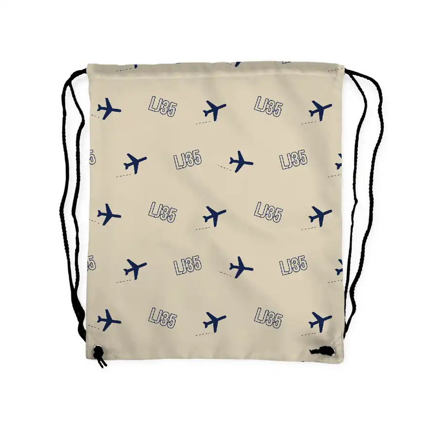 Bombardier Learjet 35A - Drawstring Bag - 3D Pattern - Beige