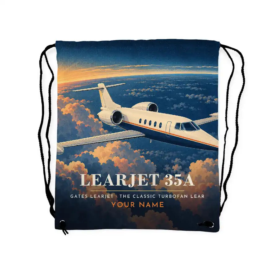 Bombardier Learjet 35A - Drawstring Bag - 3D Scene + Name