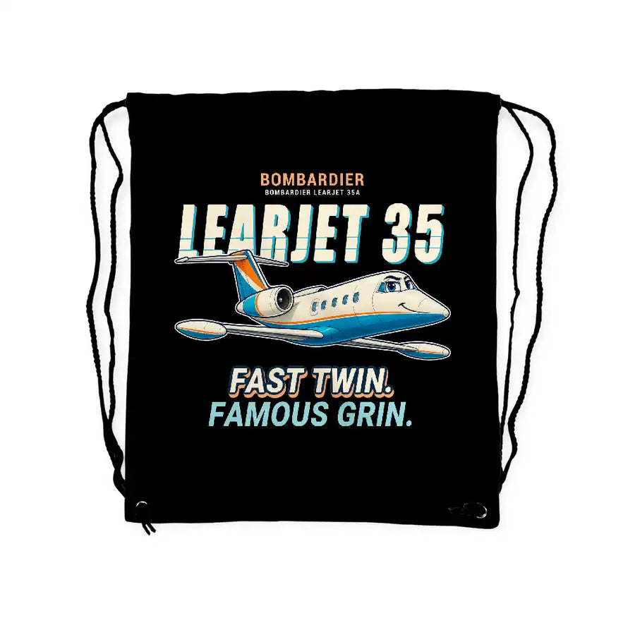 Bombardier Learjet 35A - Drawstring Bag - Cartoon - Black