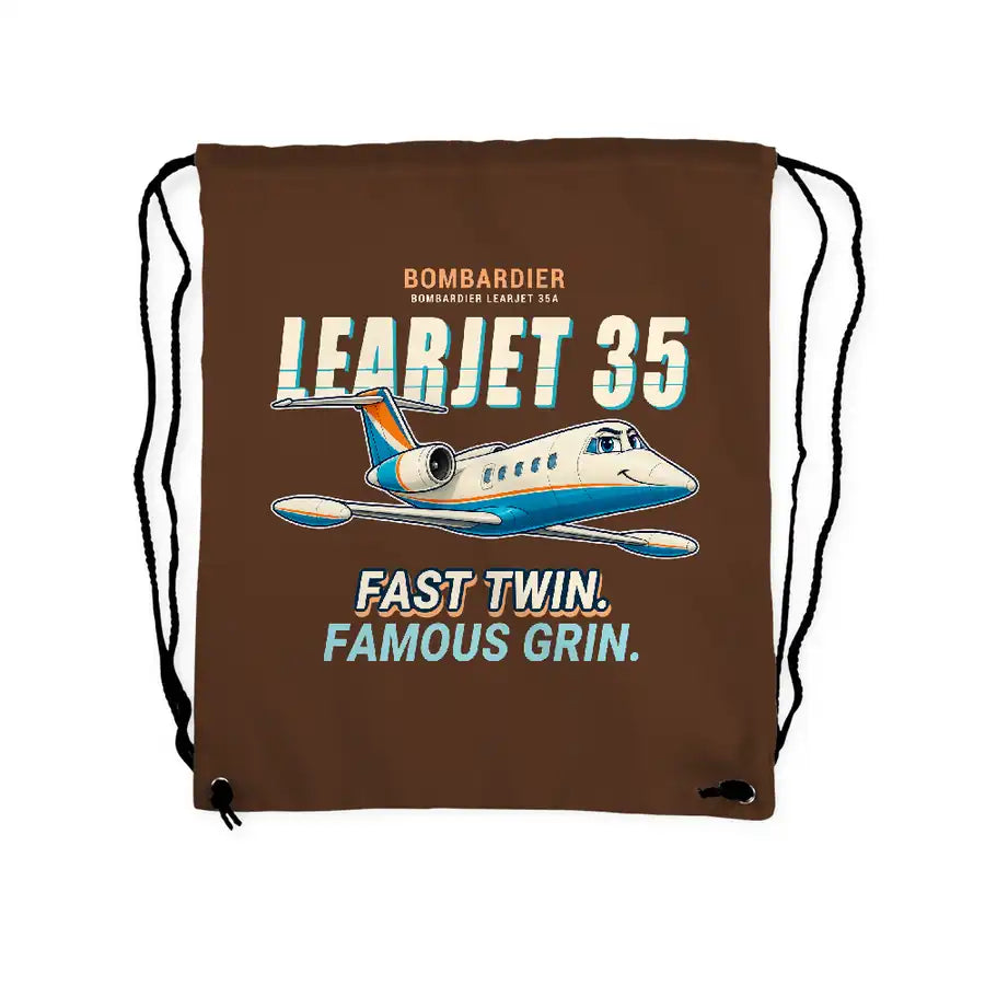 Bombardier Learjet 35A - Drawstring Bag - Cartoon - Brown