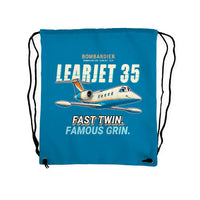 Thumbnail for Bombardier Learjet 35A - Drawstring Bag - Cartoon - Light Blue