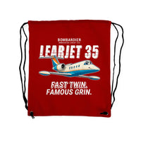 Thumbnail for Bombardier Learjet 35A - Drawstring Bag - Cartoon - Red