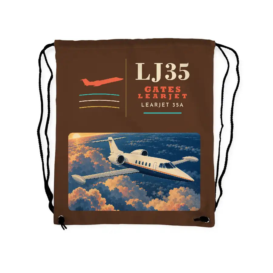 Bombardier Learjet 35A - Drawstring Bag - Classic - Brown