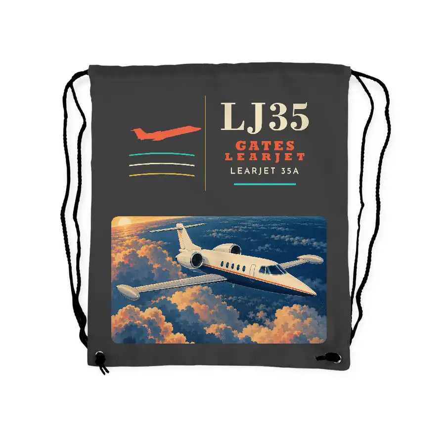 Bombardier Learjet 35A - Drawstring Bag - Classic - Gray