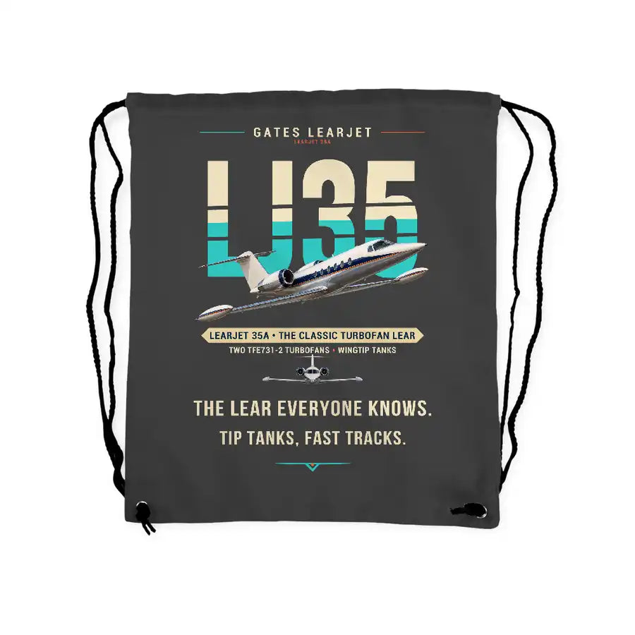 Bombardier Learjet 35A - Drawstring Bag - Original - Gray