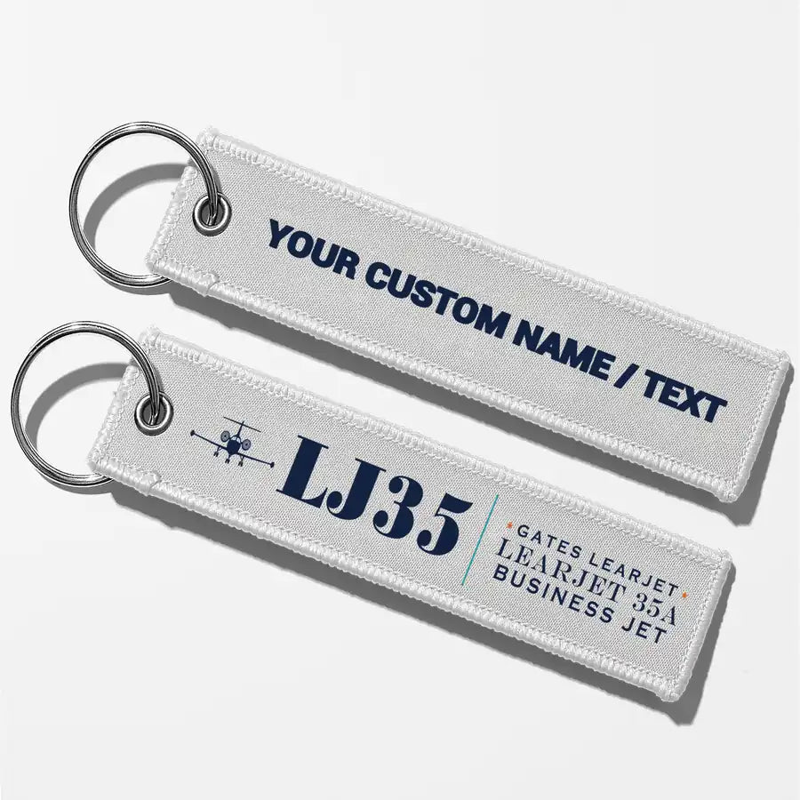 Bombardier Learjet 35A Aviator Key Chains - White - Heritage - Personalized