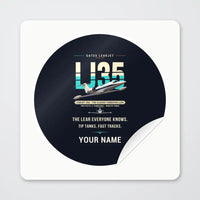 Thumbnail for Bombardier Learjet 35A - Original + Name - Circle Sticker - Peel