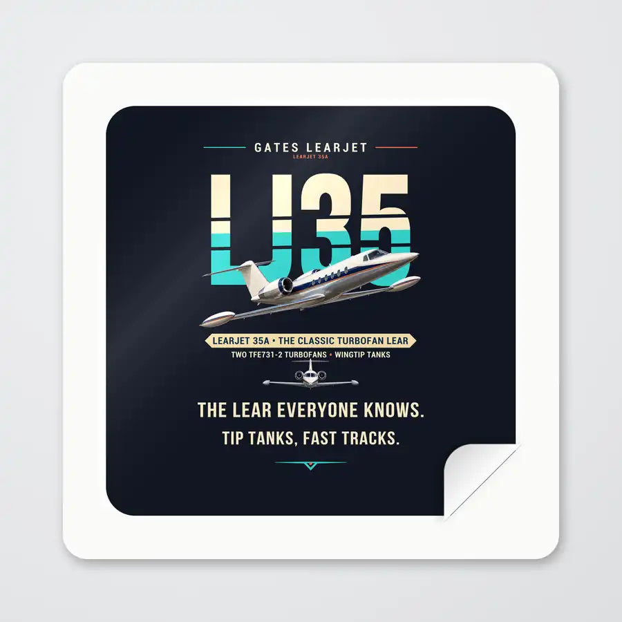 Bombardier Learjet 35A - Original - Square Sticker - Peel