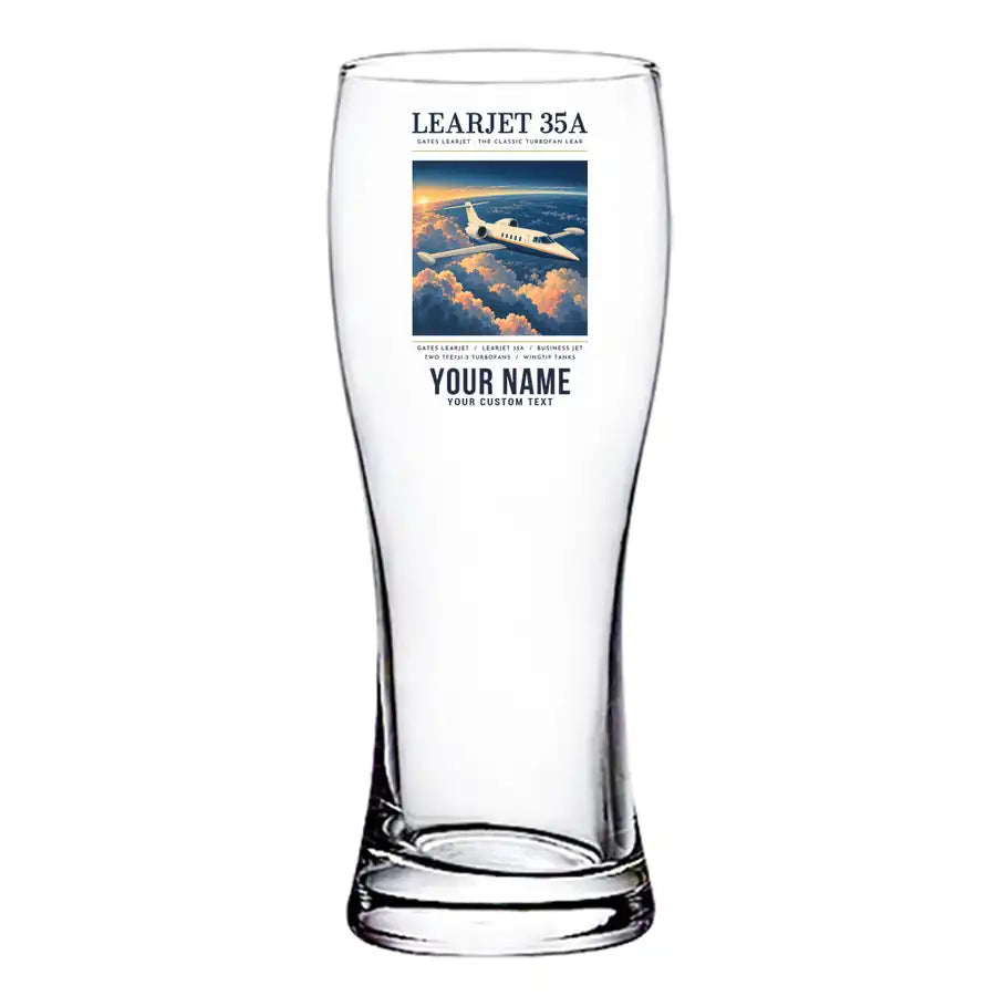 Bombardier Learjet 35A - Poster + Name - Pilsner Beer Glass