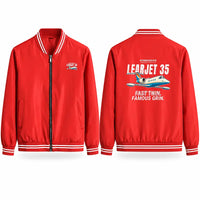 Thumbnail for Bombardier Learjet 35A Stylish Jackets - Baseball Collar - Cartoon - Red