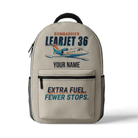 Thumbnail for Bombardier Learjet 36A - 3D Backpack - Cartoon + Name - Beige