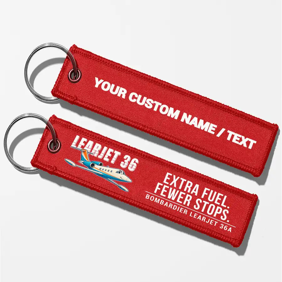 Bombardier Learjet 36A Aviator Key Chains - Red - Cartoon - Personalized