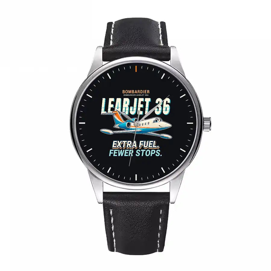 Bombardier Learjet 36A - Cartoon - Leather Strap - Black Leather Strap