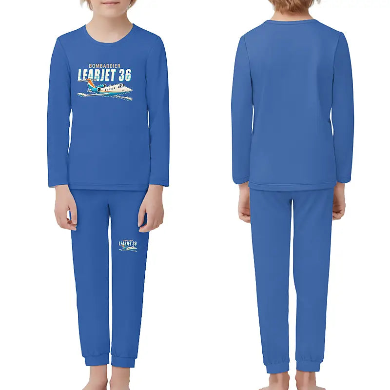 Bombardier Learjet 36A - Children Pajamas - Cartoon Chest - Blue