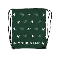 Thumbnail for Bombardier Learjet 36A - Drawstring Bag - 3D Pattern + Name - Dark Green