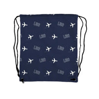 Thumbnail for Bombardier Learjet 36A - Drawstring Bag - 3D Pattern - Navy Blue