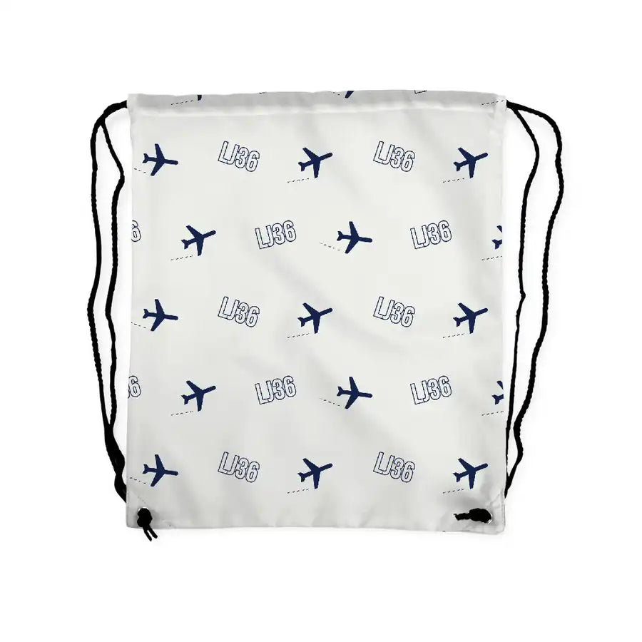 Bombardier Learjet 36A - Drawstring Bag - 3D Pattern - White