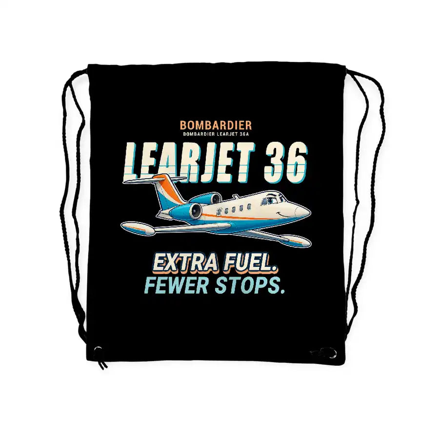 Bombardier Learjet 36A - Drawstring Bag - Cartoon - Black